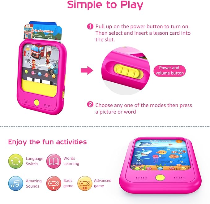 Kids Learning Tablet Educational Learning Pad for Toddlers 2-5 to Learn Alphabets, Numbers, Foods, Time, Music, Vehicles, Tablet Toy for Toddlers Ages 2 3 4 5 6 Years Old