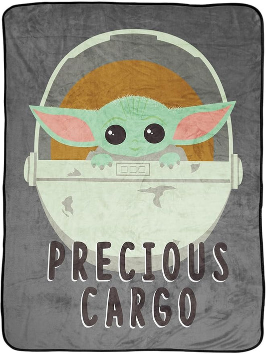 Jay Franco The Mandalorian Kids' Plush 46" x 60" Fleece Throw Blanket - Baby Yoda, Cozy, Fade Resistant for Toddlers to Teens