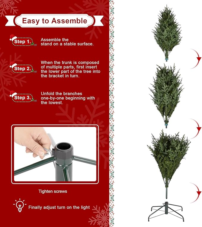 Glitzhome 9ft Prelit Artificial Christmas Tree, Green Full Christmas Tree Majestic Evergreen Fir with 2450 Warm White/Multi-Color Horse Race LED Lights, 9 Function w/Foot Pedal and Remote Control