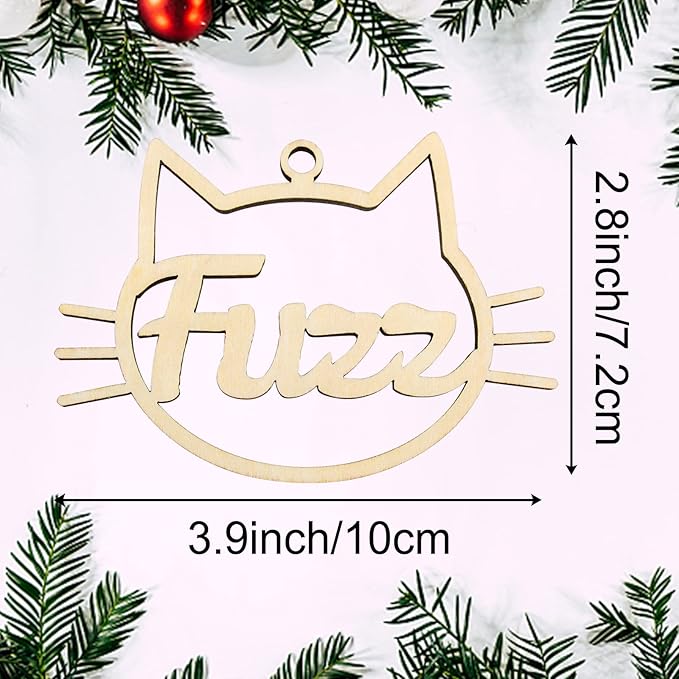 Personalized Dog Cat Paw Ornament Christmas, Custom Pet's Name Ornament, Customized Wooden Cat Face Ornaments for Christmas Tree