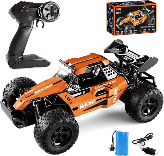1:12 Scale RC Car for Kids Ages 3-5-7, Fast Remote Control Monster Truck 2WD 20km/h Off-Road Toy, Alloy Shell, LED Lights, Off Road for Boys 4-7 & Beginners, 30 Minutes Play Time
