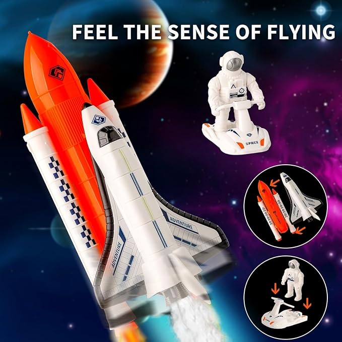 Space Toys for Kids, Space Capsule Toy Set with Light and Sound, Space Shuttle Toys Rocket Toy, StemToy with Aircraft, SpaceRover, Astronauts, Satellites, Signal Receiver