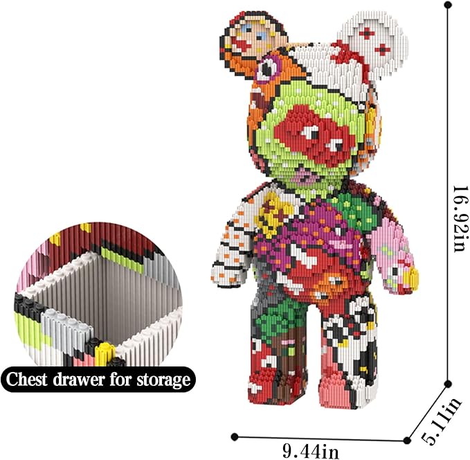 Bear Micro Mini Building Block Sets for Adults, No Compatible with Lego, 6950PCS Building Toys for Home & Office Decor, MOC 3D Creative Model Gifts for Christmas