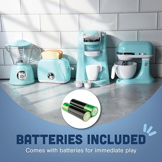 Constructive Playthings My Play Kitchen Appliances Set, Toy Blender, Mixer, Toaster, and Coffee Machine for Imaginative Play, Learning Toy for Ages 3+