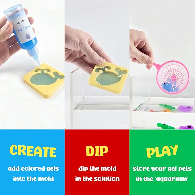 Magic Water Elf Toy Kit for Kids Ages 3-12, DIY Sensory Craft with 20 Bottles of Magic Gel, 15 Molds, STEM Educational Science Activity, Water Beads for Kids Ages 6-12, Birthday Party Gifts