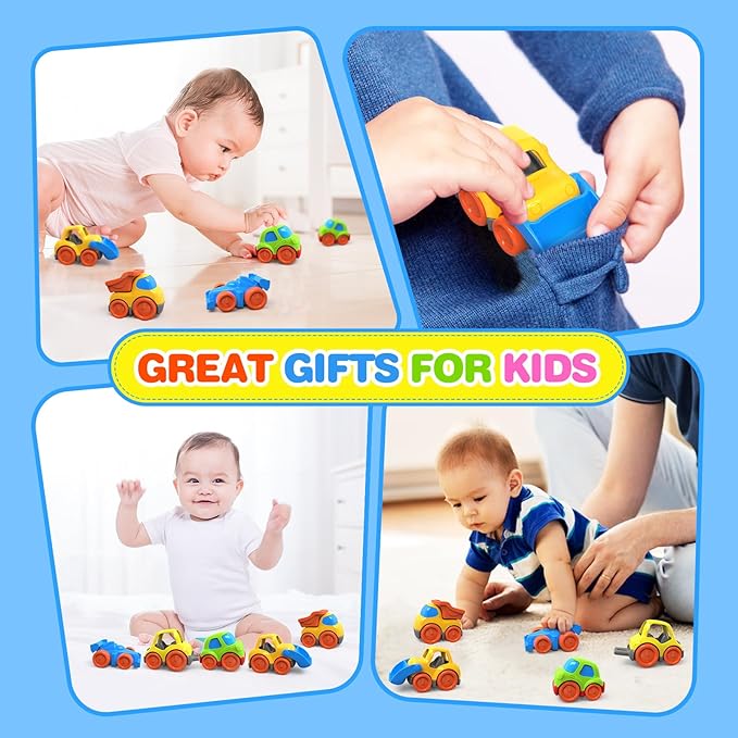 P&C 5 Pcs Toddler Mini Truck Toys for Ages 2-4, Beach Sand Outdoor Construction Toy Cars for Kids 12M+ 1 2 3 4 Years Old Boys and Girls, Great for Birthdays Children's Day Christmas Gifts