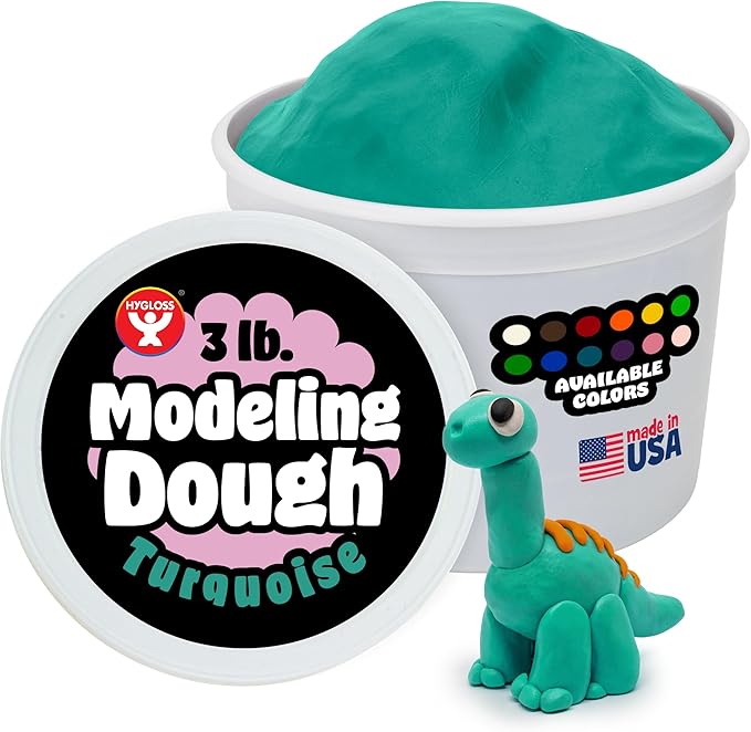 Hygloss Play Modeling Dough for Kids – Safe & Non-Toxic Sensory Dough for Arts and Crafts – 3 lb Tub – Play Clay for Toddler Activities, Preschool Classroom Must-Haves – Turquoise Color, Unscented