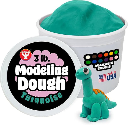 Hygloss Play Modeling Dough for Kids – Safe & Non-Toxic Sensory Dough for Arts and Crafts – 3 lb Tub – Play Clay for Toddler Activities, Preschool Classroom Must-Haves – Turquoise Color, Unscented