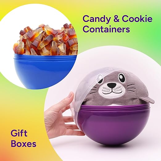 Big Claw Machine Capsules Translucent Red Plastic Sphere Large Party Favor Containers Round 5 pcs 7.9 inch Jumbo Plastic Christmas Ornaments Extra Large Gift Box Craft Party Supplies Vending Capsules