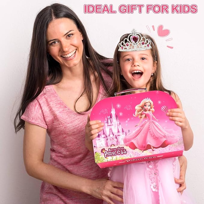 Tea Party Set for Little Girls, Pretend Tin Teapot Set, Princess Tea Time Play Kitchen Toy with Cups, Plates and Accessories for Birthday Easter Gifts Kids Toddlers Age 3 4 5 6