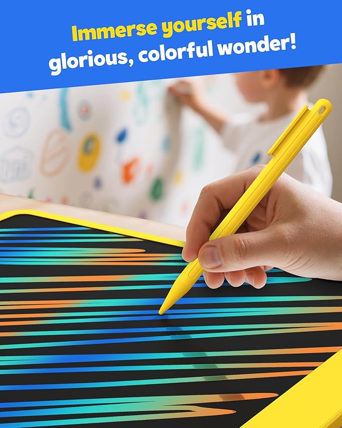 TEKFUN LCD Writing Tablet for Adults, Large Doodle Board, 16 Inch Colorful Drawing Tablet Writing Pad, Toddler Toys for 3 4 5 6 7 8 9 Year Old Girls Boys Teen, Birthday Gifts for Kids (Yellow)