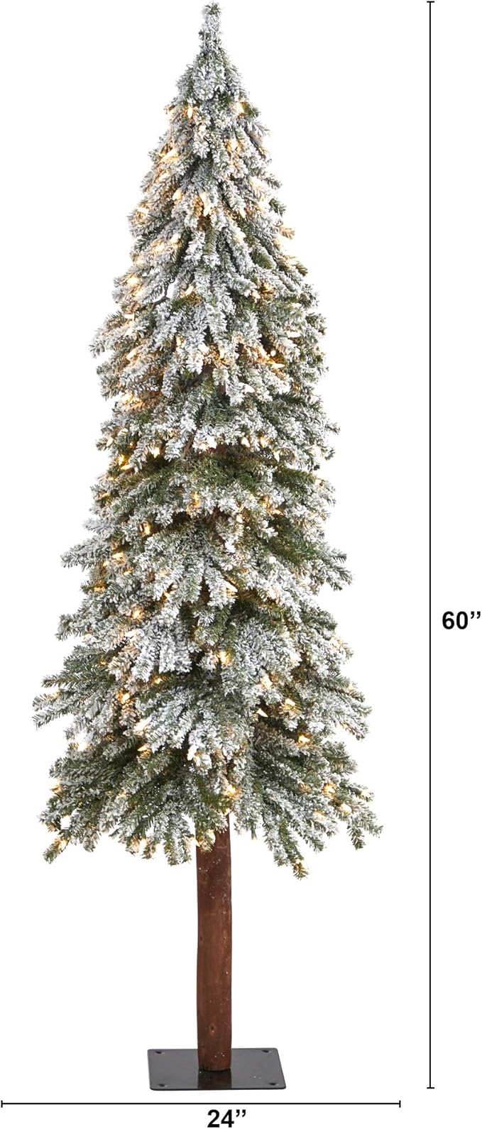 Nearly Natural 6ft. Flocked Grand Alpine Artificial Christmas Tree with 300 Clear Lights and 601 Bendable Branches on Natural Trunk