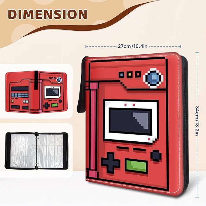 900 Pocket Game Card Binder, Trading Card Storage Album with 50 Durable 9-Pocket Pages, Game Design on Pocket Card Packs, Thanksgiving Christmas Birthday Gifts for Gamer Lover Collector's Album