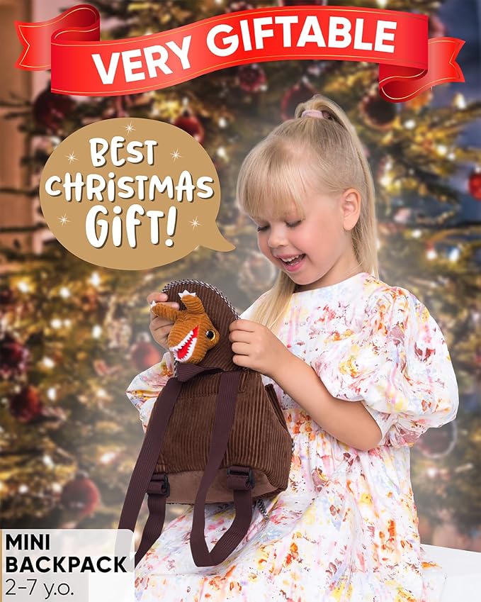 Dinosaur Mini Backpack for Kids, Mini Backpack for Toddler Girls, Gift for 2 3 4 5 Year Old Girl Boy