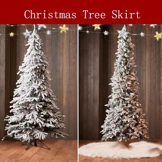 Christmas Tree Skirt, 60 inches Snow White Tree Skirt Decoration for Xmas Faux Rabbit Fur