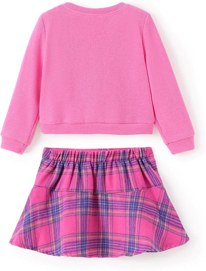 Disney Frozen Elsa Stitch Princess Moana Minnie Toddler Girl 2 Piece Outfit Kid Pearl Button Knit Top & Tweed Skirt Set 2-13Y