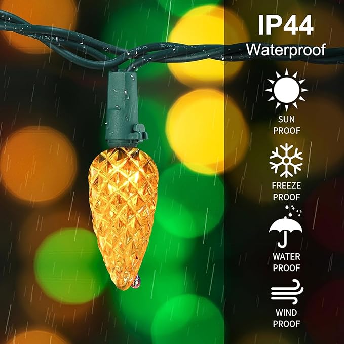50LED C6 Christmas Lights 23FT Connectable Plug-in String Lights for Indoor Outdoor Xmas Tree Garden Patio Party Decor Multi-Color