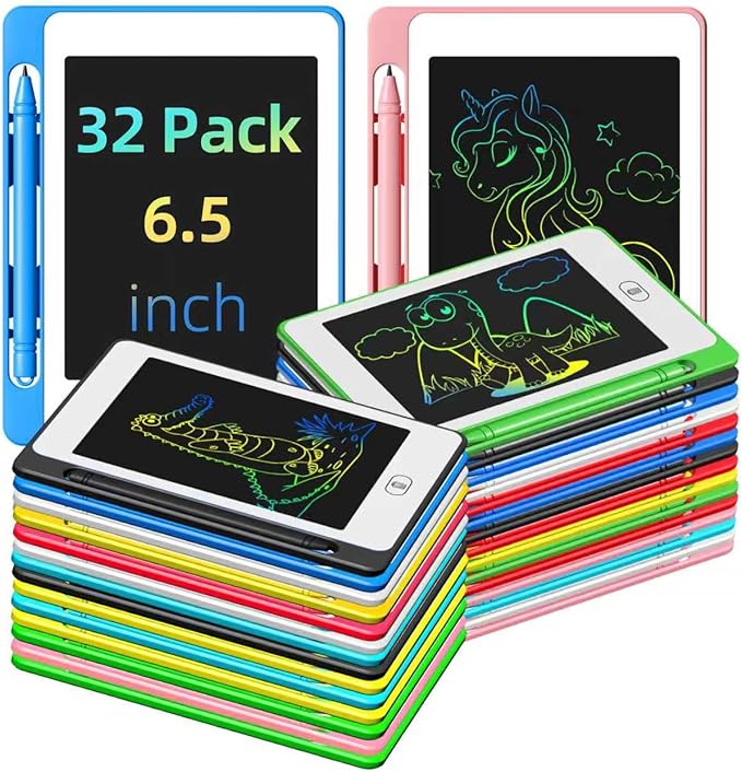 LCD Writing Tablet for Kids, 6.5 Inch Colorful Doodle Board Drawing Tablet, Educational Learning Toys Birthday Gifts for Girls Boys Age 3 4 5 6 7 8 (32 Pack)