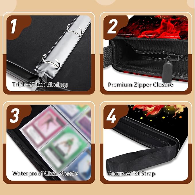 900 Pocket Trading Card Storage Album, Card Binder with 50 Durable 9-Pocket Pages, Pterosaur Dragon Design on Pocket Card Packs, Thanksgiving Christmas Gifts for Collector's Album