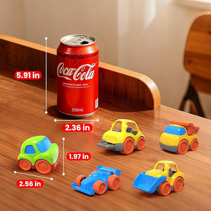 P&C 5 Pcs Toddler Mini Truck Toys for Ages 2-4, Beach Sand Outdoor Construction Toy Cars for Kids 12M+ 1 2 3 4 Years Old Boys and Girls, Great for Birthdays Children's Day Christmas Gifts
