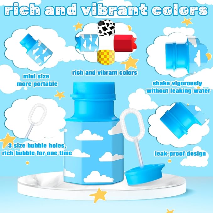 24 Pack Bulk Bubble Wands Cartoon Party Favors Toy Theme Birthday Party Supplies Cartoon Theme Birthday Bag Stuffers Supplies Decorations(Hexagon Bottles,Toy Inspire Game)