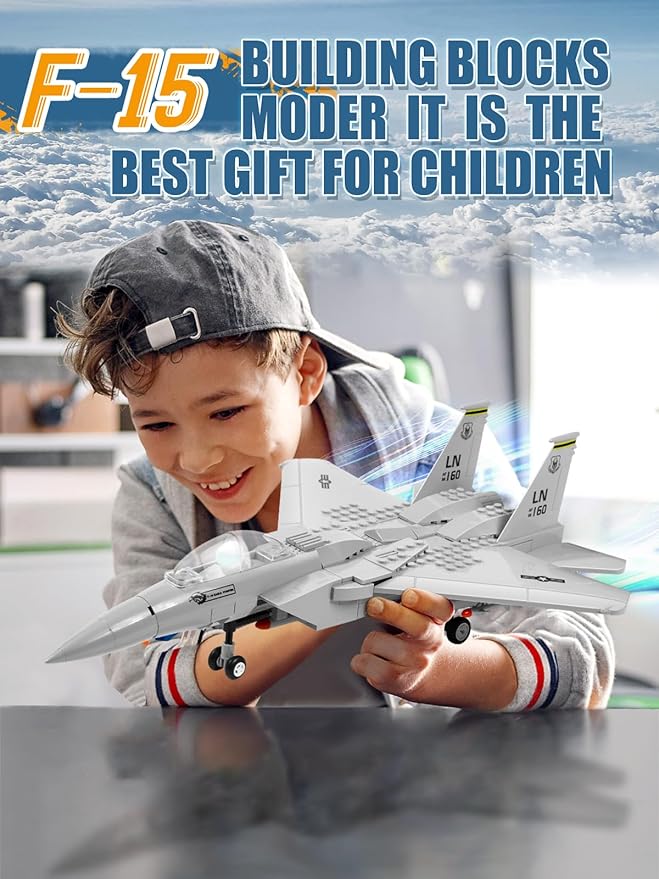 Military F-15 Eagle Fighter Jet Building Blocks Set 270 Pieces Air-Force Build Blocks Toy Airplane Great Gift for Boys Kids and Teens Compatible with All Building Bricks Planes and Jets