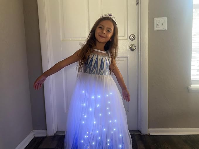 Girls Light Up Pricness Costume Kids Led Halloween Party Dress