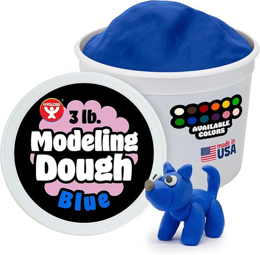 Hygloss Play Modeling Dough for Kids – Safe & Non-Toxic Sensory Dough for Arts and Crafts – 3 lb Tub – Play Clay for Toddler Activities, Preschool Classroom Must-Haves – Blue Color, Unscented
