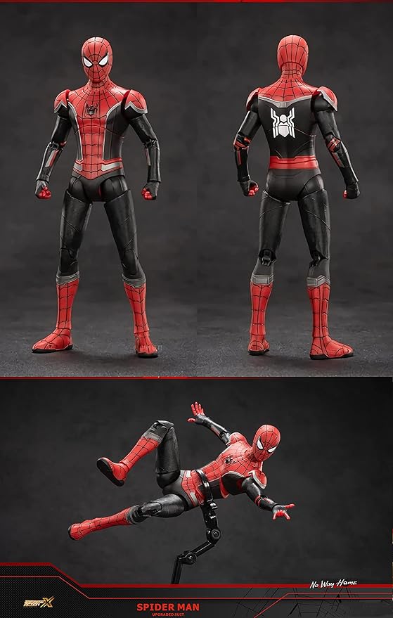 No Way HomeSpiderman Action Figures- 7 Inch All Joints Movable Exquisite Collection Model Gift (Red & Black)