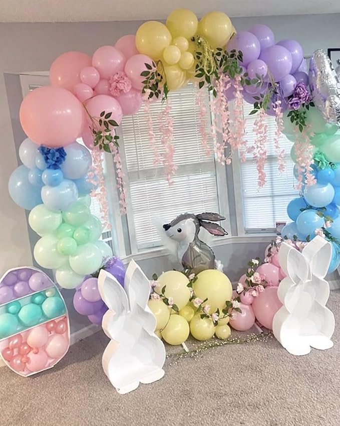 Pastel Balloons Arch Garland Kit, 146PCS Pastel Balloons 4 Sizes 18/12/10/5 Inch, Macaron Rainbow Balloon Arch Kit for Unicorn Birthday Baby Shower Wedding Easter Party Decorations