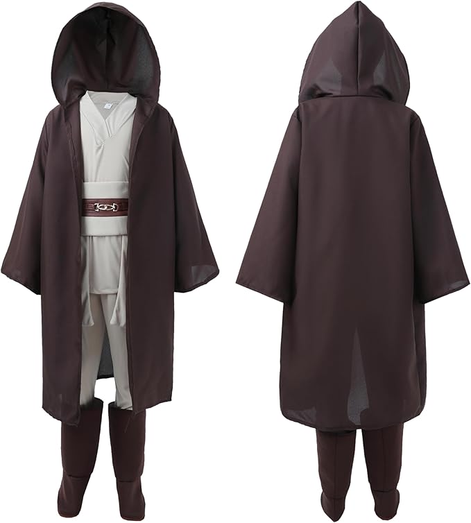 5-Piece Set Kids Costume Classic Outfit Halloween Costume Set for Boys Girls Hooded Robes Brown Version