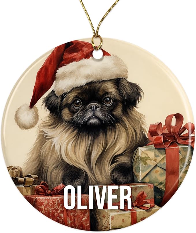 Pekingese Personalized Dog Ornament - Pet Ornament for Christmas Tree - 3" Round Ceramic - Printed in USA - Choose from 200 Breeds - Dog Mom & Dad - Xmas Decoration DOG0157