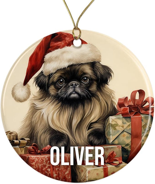 Pekingese Personalized Dog Ornament - Pet Ornament for Christmas Tree - 3" Round Ceramic - Printed in USA - Choose from 200 Breeds - Dog Mom & Dad - Xmas Decoration DOG0157