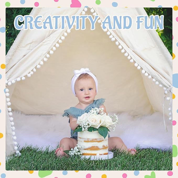 4 PCS Teepee Tent for Kids,Washable Tapered Kids Teepee Tent,Bohemian White Collapsible Sleepover Tents,for Boys and Girls Sleepover Pajamas Party Birthday SPA