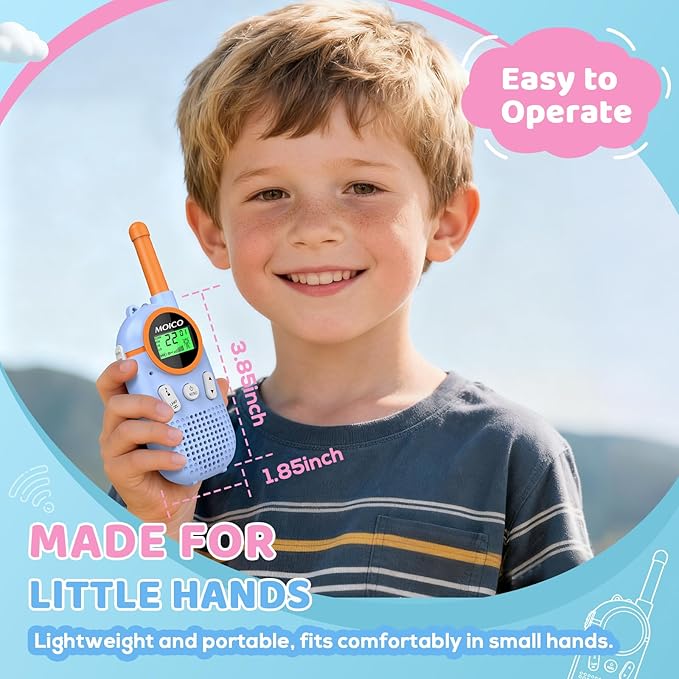 MOICO Toys for 3-12 Year Old Boys Girls,Rechargeable Long Range Walkie Talkies for Kids with 22 Channels,3 4 5 6 7 8 Year Old Kids Gift, Perfect for Outdoor Camping,Hiking,Christmas and Birthday