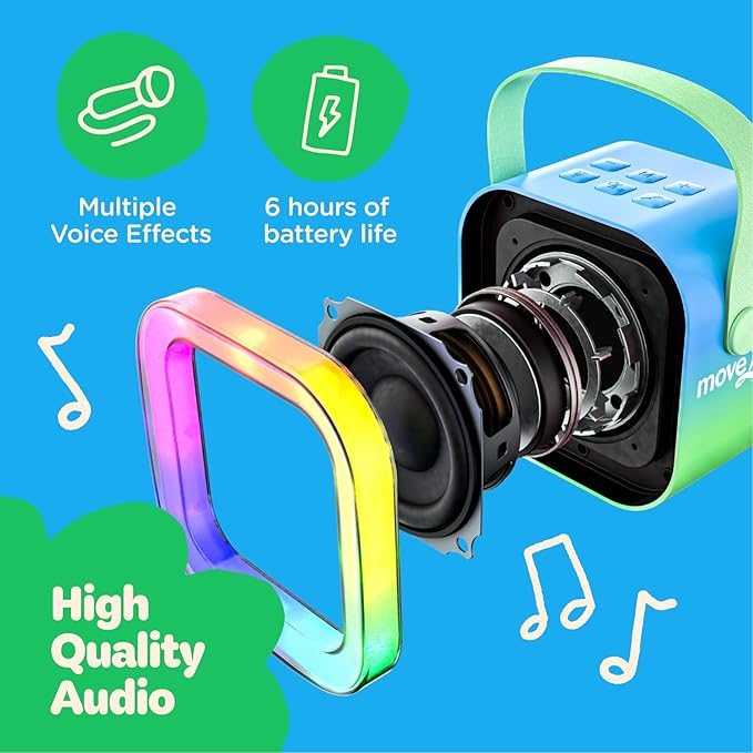 Move2Play, Karaoke Machine for Kids | Includes 20+ Kid Songs | 2 Microphones | Connect with Bluetooth | 3, 4, 5, 6, 7+ Year Old Gift | Toy for Girls, Boys, & Toddler | Birthday Present