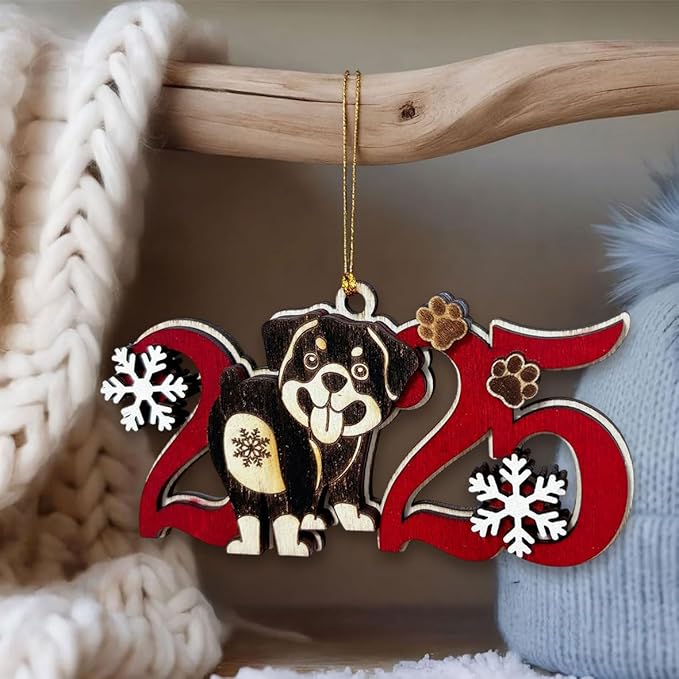 2025 Rottweiler Christmas Ornament – Wooden Dog Ornament for Tree, Cute Puppy Holiday Decoration, Personalized Pet Lover Gift for Women, Men, Kids, Dog Mom & Dad