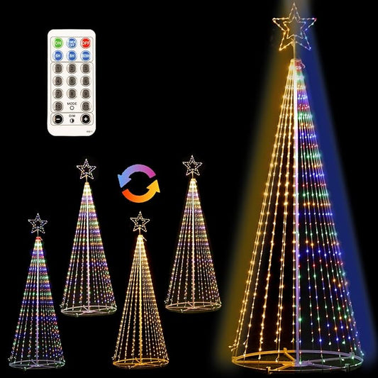 12FT Outdoor Lighting Christmas Tree 650 LED Light Show Christmas Tree with 8 Modes Timer Remote,Tall Star Topped Artificial Christmas Trees Arbol de Navidad for Porch Yard Patio(WarmWhite/Multicolor)