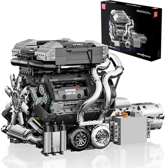 Mould King W16 Model Engine Kit for Adults, V8 Engine Building Sets, Mini Engine Toys Scale with Motor, STEM Project Building Kits, DIY Collectible Blocks for 14+ (2024 Pieces) 10201