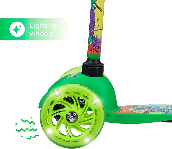 Self Balancing Kick Scooter with Light Up Wheels, Extra Wide Deck, 3 Wheel Platform, Foot Activated Brake, 75 lbs Limit, Kids & Toddlers Girls or Boys, for Ages 3 and Up
