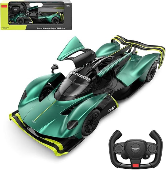 Voltz Toys 1/14 Scale Le Mans RC Car Licensed Aston Martin Valkyrie AMR Pro Remote Control Toy Car Model for Kids and Adults with Open Doors and Lights Gift for Kids and Adult (Dark Green)