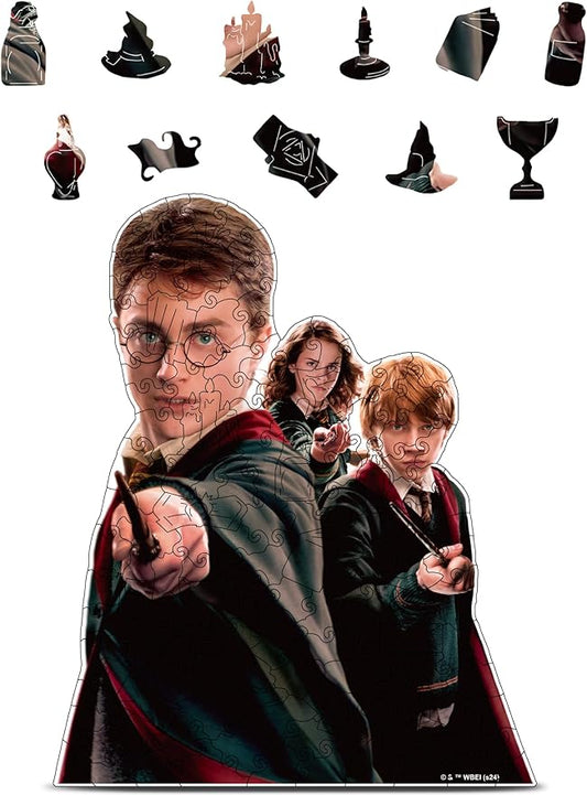 CRAFTHUB Harry Potter Puzzle - The Wizarding Friends - A3 Size - Wooden Jigsaw Puzzles for Adults - 134 Unique Shaped Pieces - Officially Licensed Merchandise - 10.9" x 13.3"
