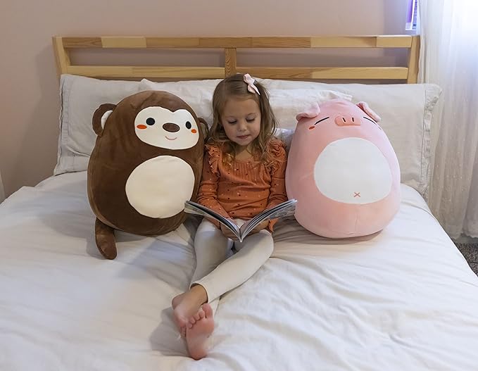 17-Inch Pyper The Pig - Large, Ultra-Soft Squish Plush Pillow - Adorable Pink Cuddly Toy for Kids and Adults