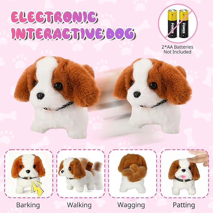 UBeesize Dog Toy Doctor Kit for Toddlers 3-5, Kids Doctor Play Set with Plush Dog, Medical Toy Kits and Costume, Pretend Vet Playset for 3 4 5 6 Year Old Girls Birthday Gift Pink