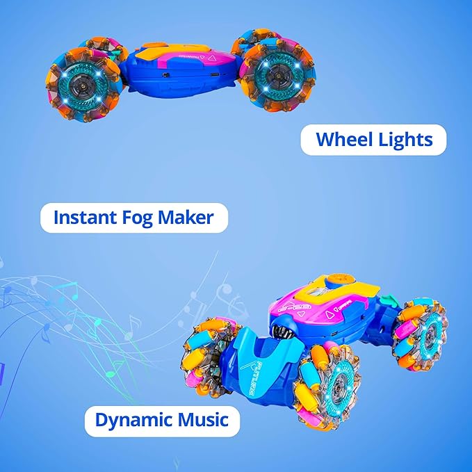 RC Stunt Car Gesture Sensing Stunt, Hand Control RC Cars for Boys Age 4-7-13, Best Birthday Gift for Boys 6-8-12, with Light Music & Spray, 360° Rotation Remote Car, Boy Birthday Gift