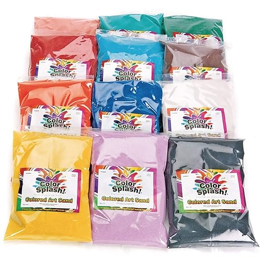 S&S Worldwide Color Splash! Art Sand Asst. 24 lbs! For Sand Art Layering in Bottles, Decorating Adhesive Sand Art Boards, DIY, Kids, Groups, 12 Fun Colors of Fine Sand in 2lb Bags Non-Toxic Pk of 12