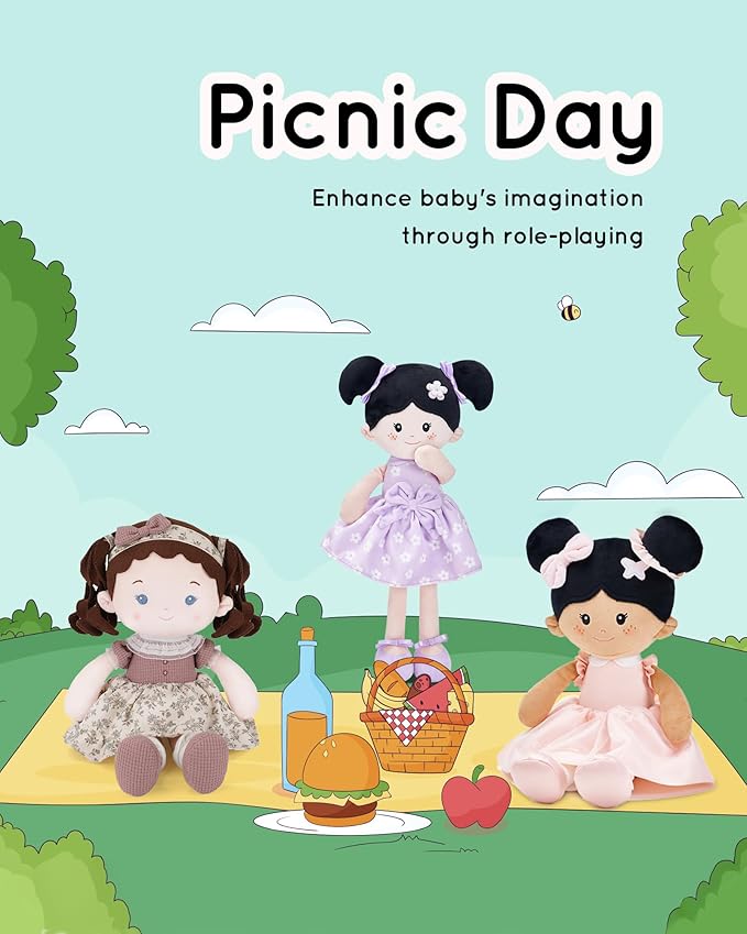 Soft Baby Doll Toys (16''), My First Baby Rag Doll for 1 Year-Old Girl Birthday Gift, Christmas Plush Toys Gift for Toddler Kids Infants-Miss-Posy