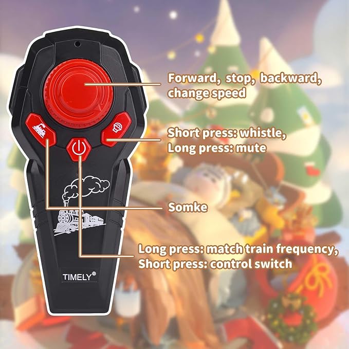 JUQU Train Set - Electric Train Set w/Remote Control, Smoke, Light, Whistle, Toy Train Set for Under Christmas Tree w/Track, Toddler Model Trains for 3 4 5 6 7 8+ Years Old Boys Christmas Toys Gift