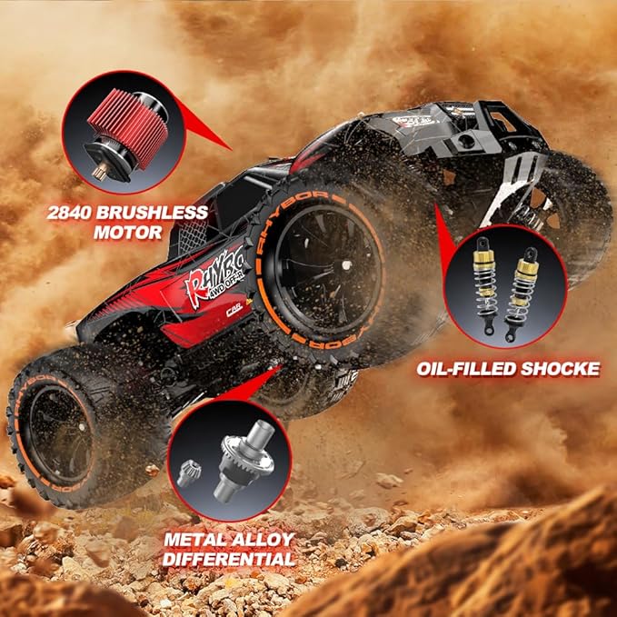 1:14 Brushless Fast RC Car for Adults - Remote Control Car 60KM/H High-Speed 4x4 Off-Road RC Truck, All Terrain Remote Control Truck with 4WD Oil-Filled Shocks for Kids Adults Boys Gifts