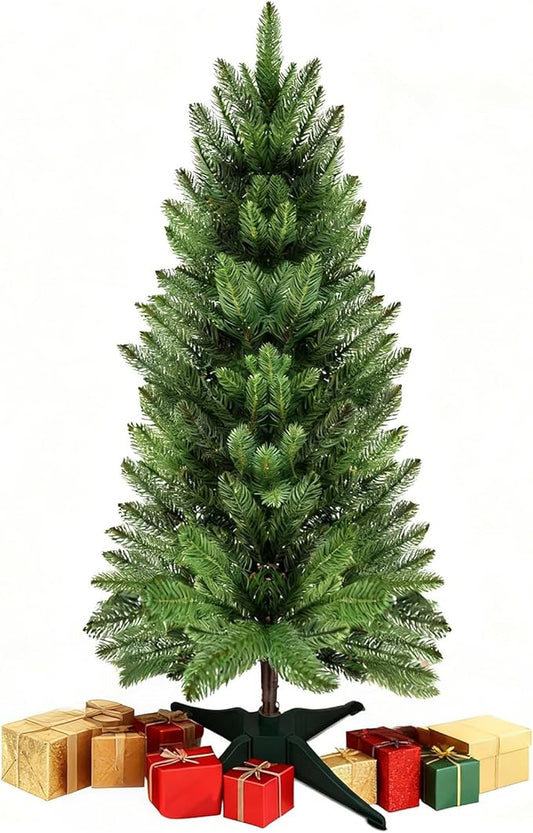 3FT Artificial Small Christmas Tree, Premium PE Tips, Easy Assembly Metal Hinges & Foldable Base, Mini Christmas Tree for Tabletop, Home, Office, Indoor and Outdoor Decor, Christmas Decoration